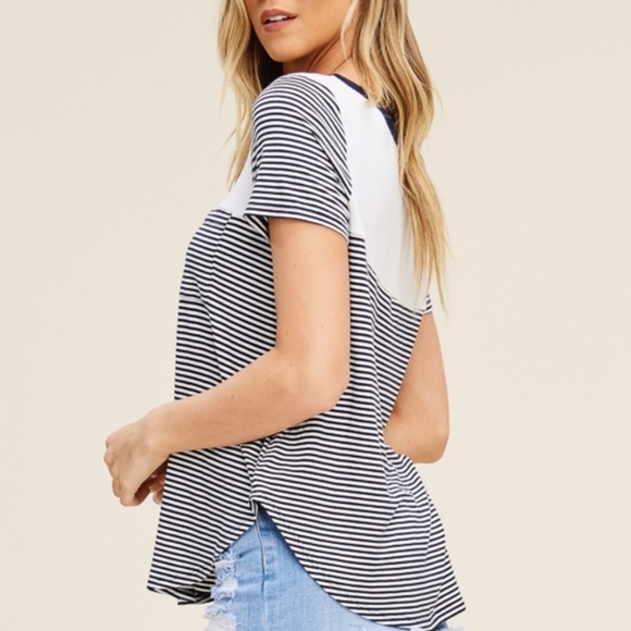 Navy Contrast Tee Sizes S, M and L - Picture 3 of 4